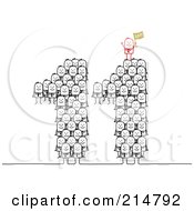 Royalty Free RF Clipart Illustration Of A Red Stick Man Boss On Top Of A Crows Forming 11 by NL shop