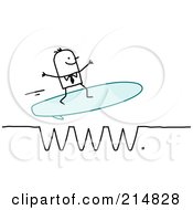 Poster, Art Print Of Stick Business Man Surfing A Www Wave