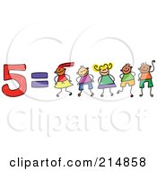 Poster, Art Print Of Childs Sketch Of Five Equals 5 Children