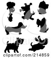 Poster, Art Print Of Digital Collage Of Cartoon Dog Silhouettes