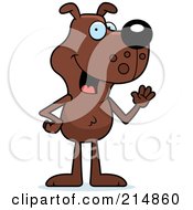 Royalty Free RF Clipart Illustration Of A Skinny Brown Dog Standing On His Hind Legs And Waving