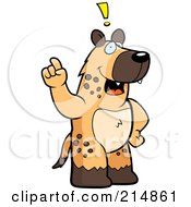 Royalty Free RF Clipart Illustration Of A Big Hyena Standing On His Hind Legs Holding His Finger Up With An Idea by Cory Thoman