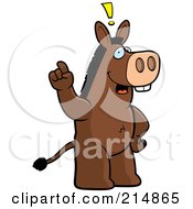 Poster, Art Print Of Big Donkey Standing On His Hind Legs Holding His Finger Up With An Idea