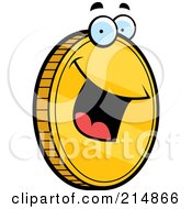 Royalty Free RF Clipart Illustration Of A Happy Golden Coin Smiling by Cory Thoman