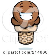 Happy Chocolate Ice Cream Cone Character