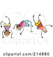 Royalty Free RF Clipart Illustration Of A Childs Sketch Of Three Boys 2