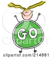 Childs Sketch Of A Girl With A Go Sign Body