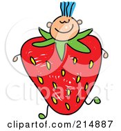 Poster, Art Print Of Childs Sketch Of A Boy With A Strawberry Body