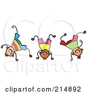 Royalty Free RF Clipart Illustration Of A Childs Sketch Of Three Boys 3