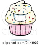 Royalty Free RF Clipart Illustration Of A Happy Cupcake Character