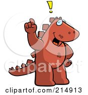 Big Dinosaur Standing On His Hind Legs Holding His Finger Up With An Idea