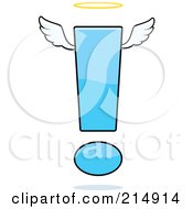 Royalty Free RF Clipart Illustration Of An Angelic Blue Exclamation Point With A Halo