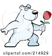 Poster, Art Print Of Romantic Polar Bear Presenting A Rose