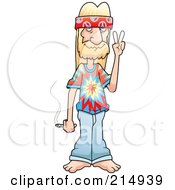 Poster, Art Print Of Blond Hippie Guy Holding A Joint And Gesturing Peace