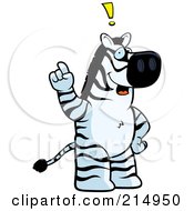 Poster, Art Print Of Big Zebra Standing On His Hind Legs Holding His Finger Up With An Idea