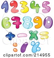 Digital Collage Of Colorful Bubbly Numbers And Symbols