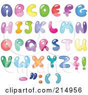 Poster, Art Print Of Digital Collage Of Colorful Bubbly Letters And Symbols