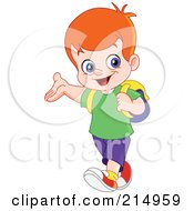 Poster, Art Print Of Cute School Boy Walking With A Backpack