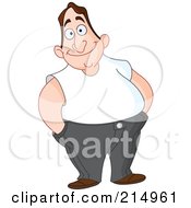 Poster, Art Print Of Friendly Chubby Man In A White Shirt His Hands In His Pocket