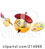 Poster, Art Print Of Artist Emoticon Painting And Holding A Palette