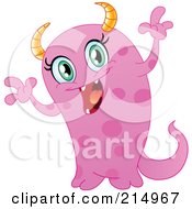 Royalty Free RF Clipart Illustration Of A Pink Female Monster With Horns by yayayoyo