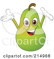 Royalty Free RF Clipart Illustration Of A Happy Pear Character Holding His Arms Up