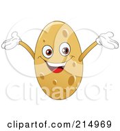 Royalty Free RF Clipart Illustration Of A Happy Potato Character Holding His Arms Up by yayayoyo