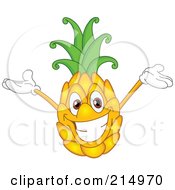 Poster, Art Print Of Happy Pineapple Character Holding His Arms Up