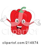 Happy Red Bell Pepper Character Holding His Arms Up