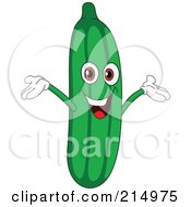 Happy Cucumber Character Holding His Arms Up
