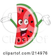Happy Watermelon Character Holding His Arms Up
