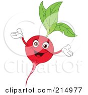 Happy Radish Character Holding His Arms Up