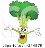 Royalty Free RF Clipart Illustration Of A Happy Broccoli Character Holding His Arms Up by yayayoyo