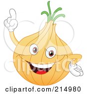 Happy Onion Character Holding His Arms Up