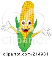 Poster, Art Print Of Happy Corn Character Holding His Arms Up