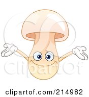 Royalty Free RF Clipart Illustration Of A Happy Mushroom Character Holding His Arms Up by yayayoyo