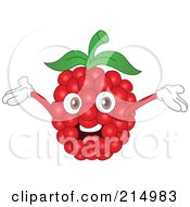 Happy Raspberry Character Holding His Arms Up