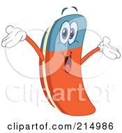 Royalty Free RF Clipart Illustration Of A Happy Eraser Character Holding His Arms Up
