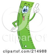 Royalty Free RF Clipart Illustration Of A Green Ruler Character Holding A Finger Up