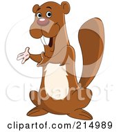 Royalty Free RF Clipart Illustration Of A Presenting Beaver Sitting On His Hind Legs