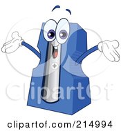 Royalty Free RF Clipart Illustration Of A Happy Pencil Sharpener Character Holding His Arms Up