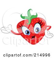 Poster, Art Print Of Happy Strawberry Character Presenting
