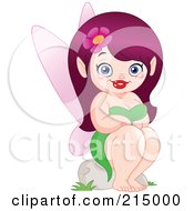 Royalty Free RF Clipart Illustration Of A Pretty Plump Purple Haired Fairy Sitting On A Rock by yayayoyo