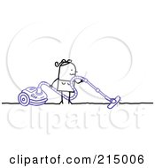 Royalty Free RF Clipart Illustration Of A Stick Woman Using A Canister Vacuum