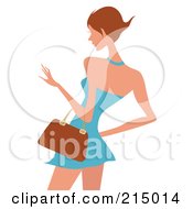 Royalty Free RF Clipart Illustration Of A Woman Shopping In A Short Blue Dress From The Knees Up by OnFocusMedia