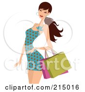Poster, Art Print Of Woman Shopping In A Polka Dot Dress - From The Knees Up