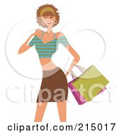 Poster, Art Print Of Woman Shopping In A Brown Skirt And Crop Top - From The Knees Up