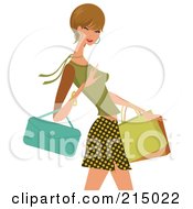 Poster, Art Print Of Woman Shopping In A Skirt And Green Shirt - From The Knees Up