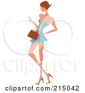 Poster, Art Print Of Woman Shopping In A Short Blue Dress - Full Body