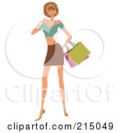 Poster, Art Print Of Woman Shopping In A Brown Skirt And Crop Top - Full Body